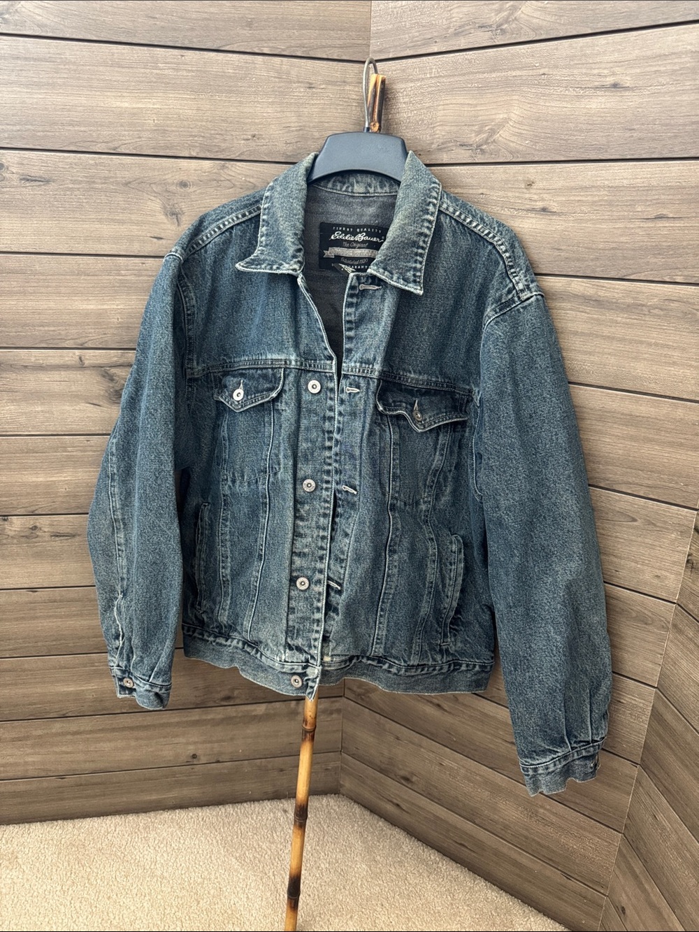 Eddie Bauer Men's Lined Washed Blue Denim Jacket